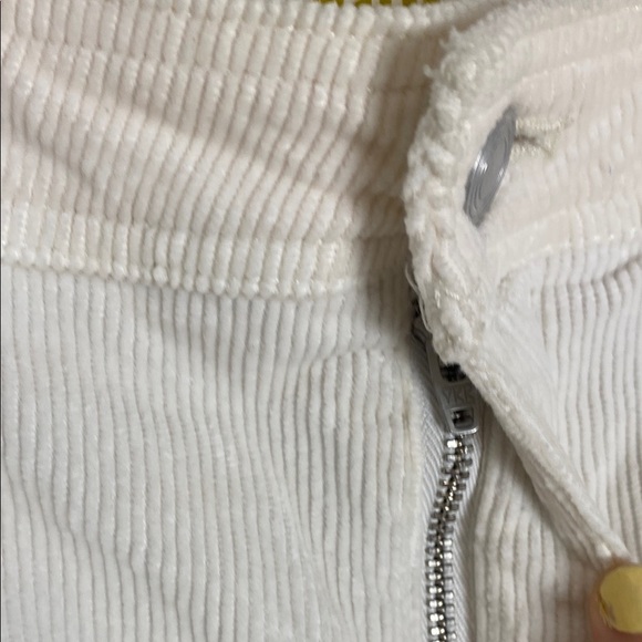 Maeve Anthropologie Corduroy Curved Cream Ivory White High Waisted Pants 27 - Picture 5 of 10